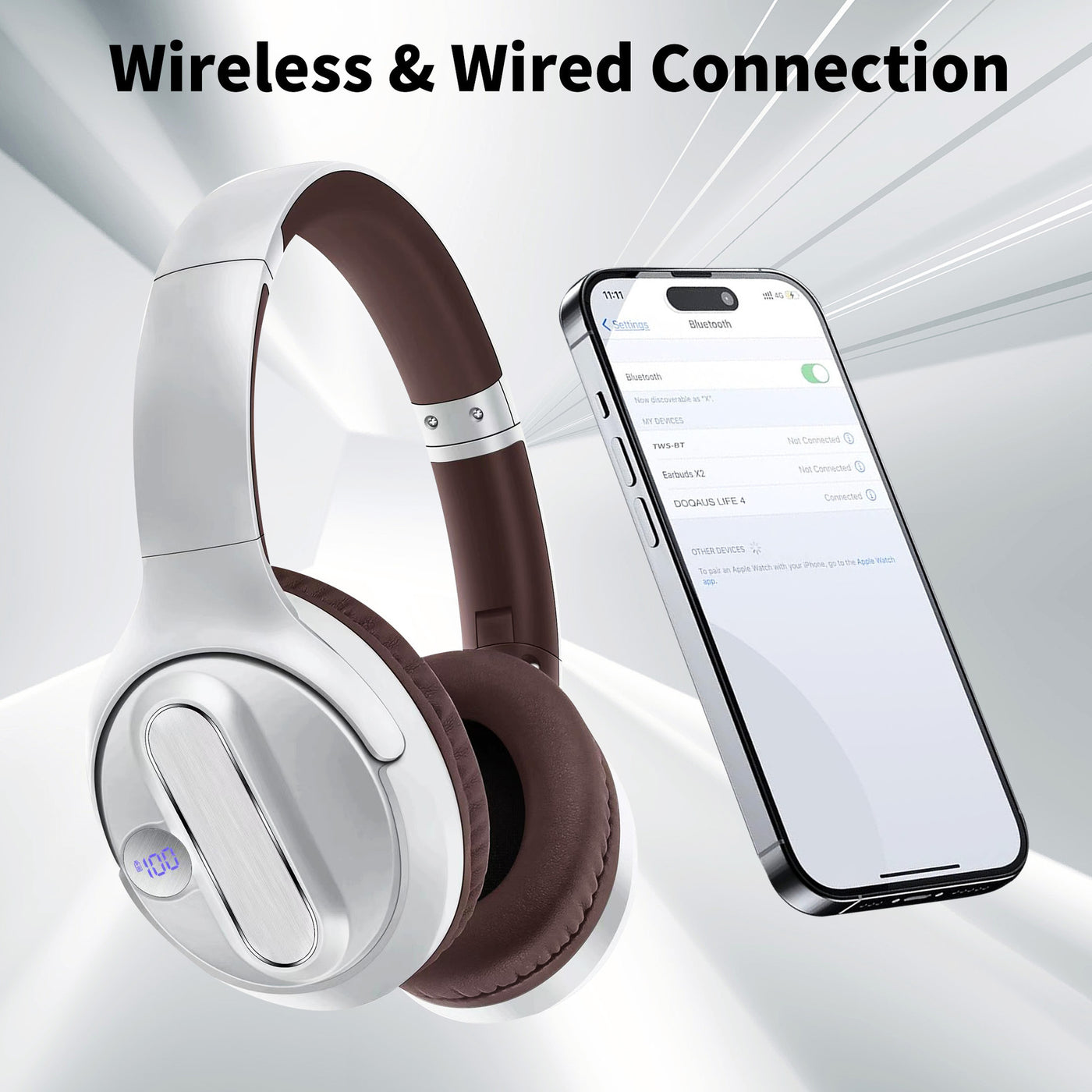 Headset Wireless Bluetooth Headset Power Digital Display